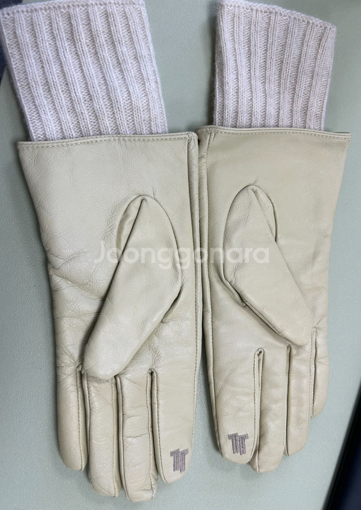 랑방 겨울 양가죽 장갑 연한 라임색--1