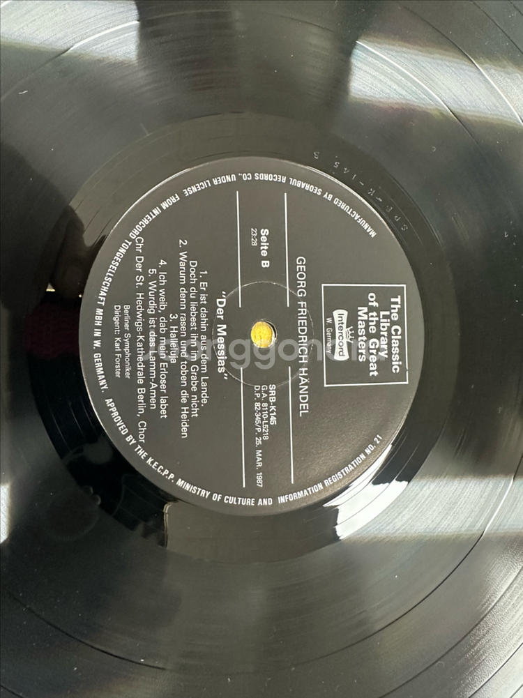 헨델 메시아 LP (Der Messias) 칼 포스터 서라벌 초반 할렐루야 판매 합니다 아티스트 & 앨범: 게오르크--7