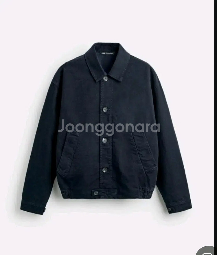 M) 자라 텍스처 캔버스 코튼 자켓 네이비 1538 308 오버핏--0