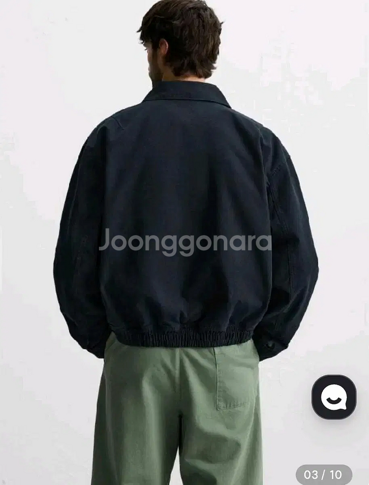 M) 자라 텍스처 캔버스 코튼 자켓 네이비 1538 308 오버핏--7