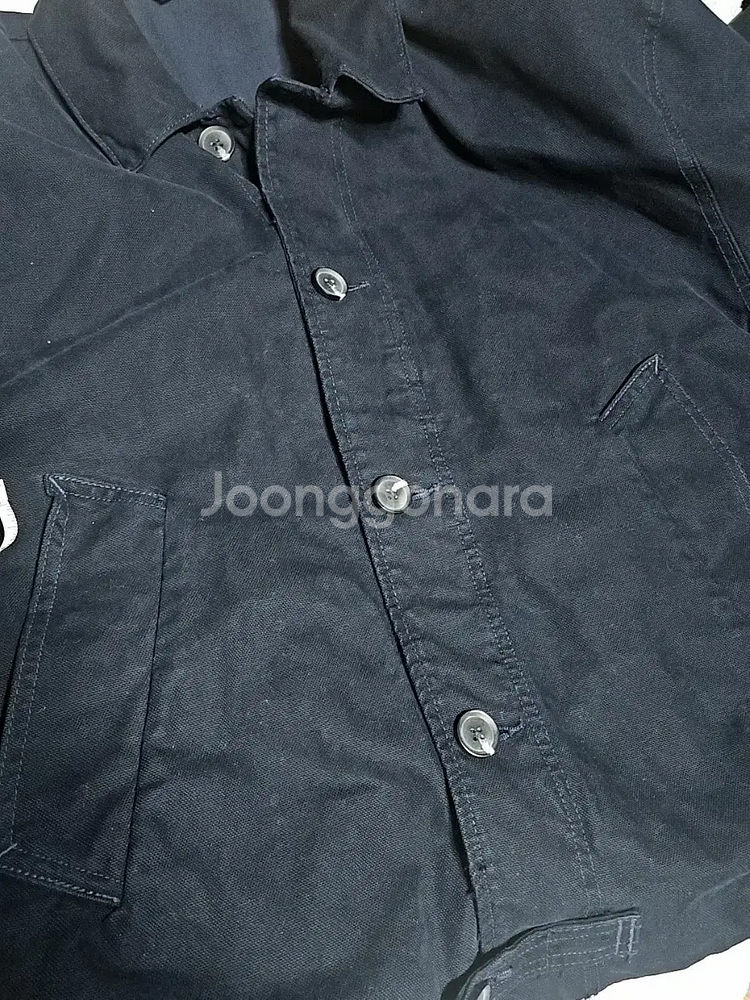 M) 자라 텍스처 캔버스 코튼 자켓 네이비 1538 308 오버핏--3