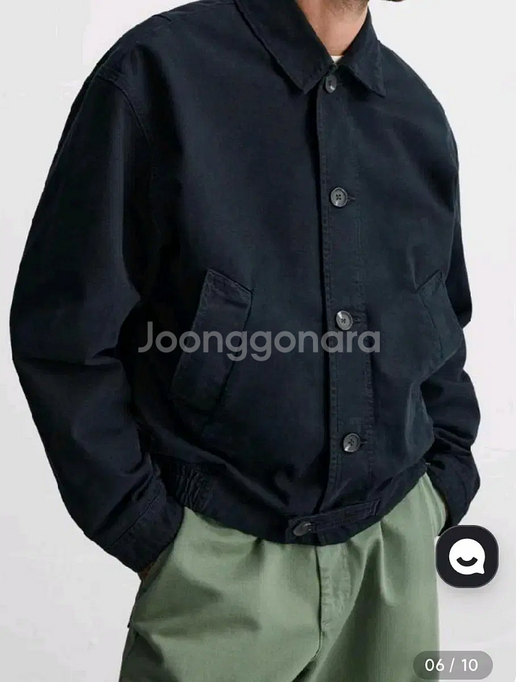 M) 자라 텍스처 캔버스 코튼 자켓 네이비 1538 308 오버핏--8