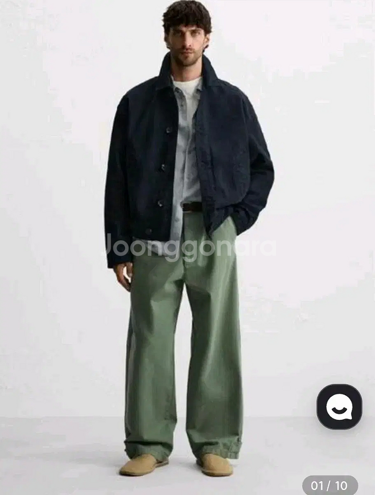 M) 자라 텍스처 캔버스 코튼 자켓 네이비 1538 308 오버핏--9