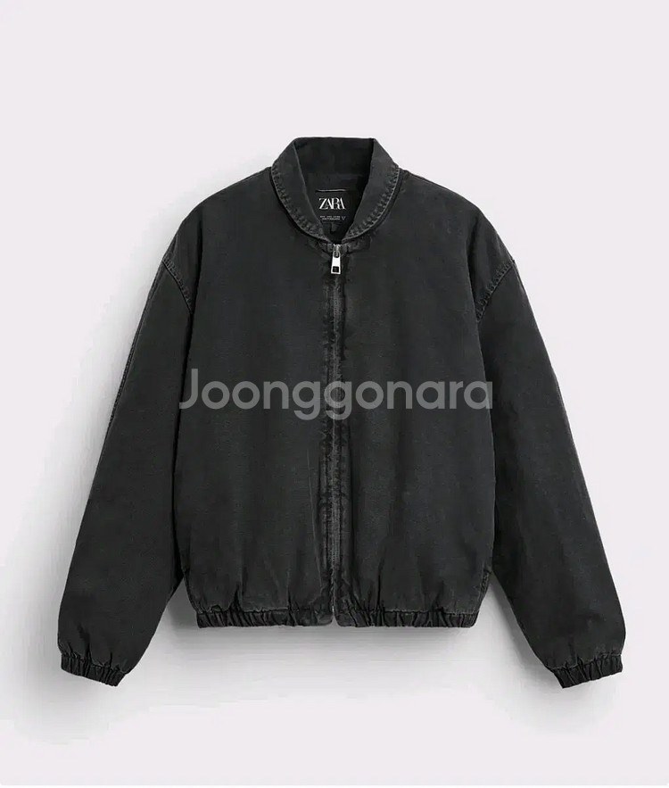 M) 자라 블랙 워싱 퀄티드 캔버스 데님 블루종 점퍼 4365 326--0