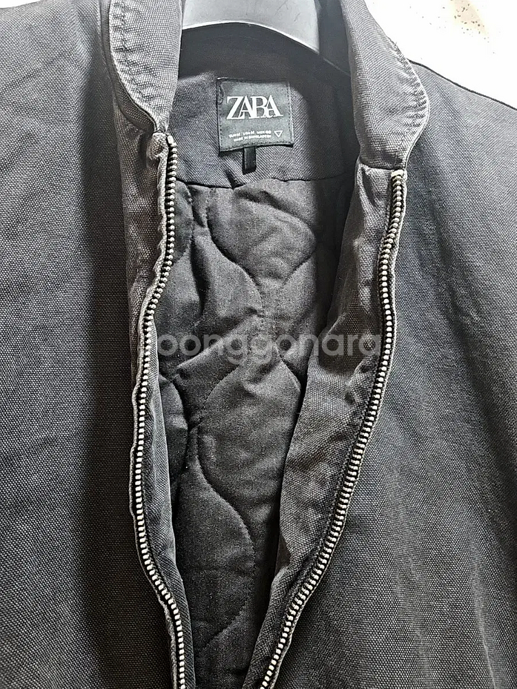 M) 자라 블랙 워싱 퀄티드 캔버스 데님 블루종 점퍼 4365 326--5