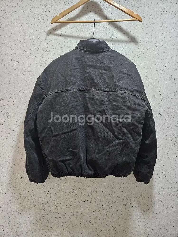 M) 자라 블랙 워싱 퀄티드 캔버스 데님 블루종 점퍼 4365 326--3