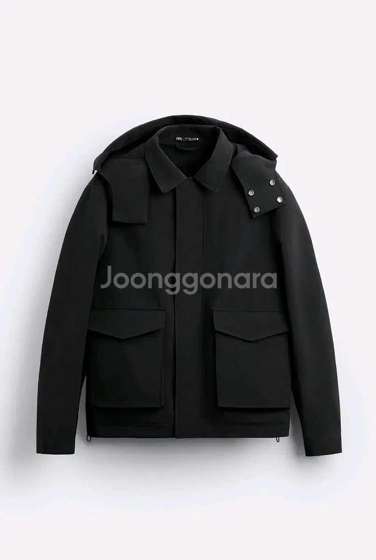 XL) 자라 기능성자켓 블랙 하이테크 후드 점퍼 0155 502--0