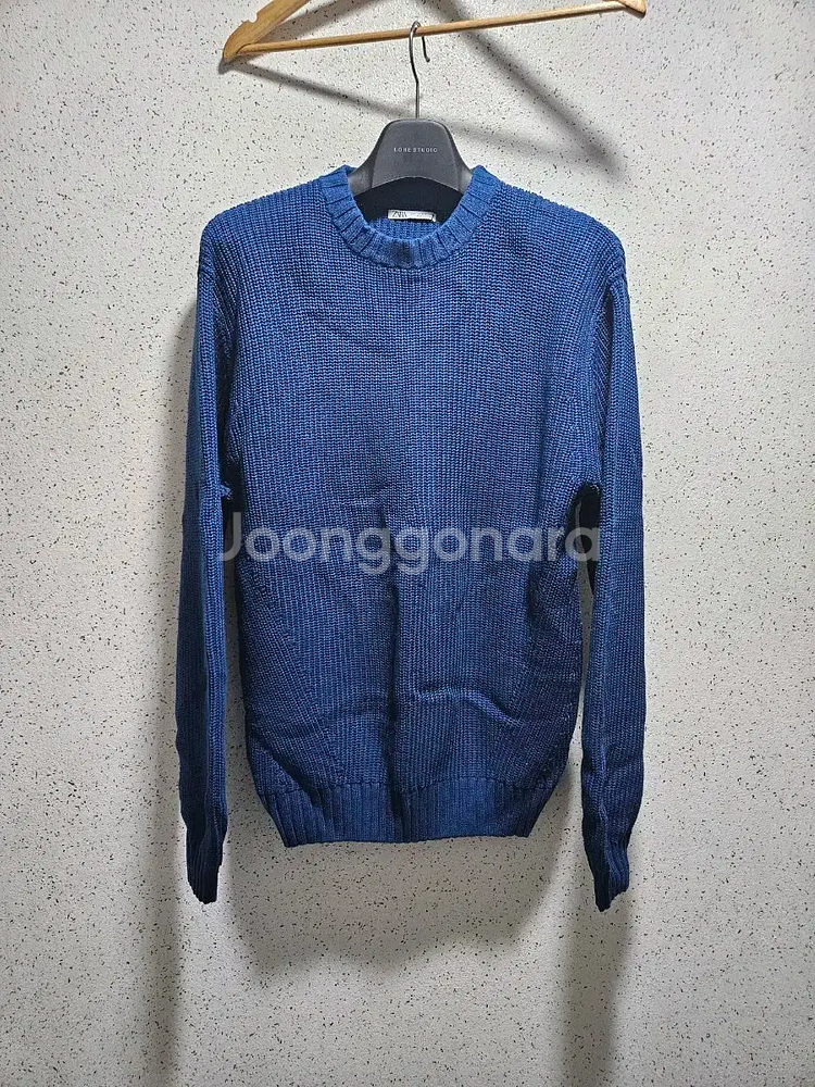 M) 자라 ZARA 블루 니트 스웨터 면 코튼 5755 420 스트럭처--2