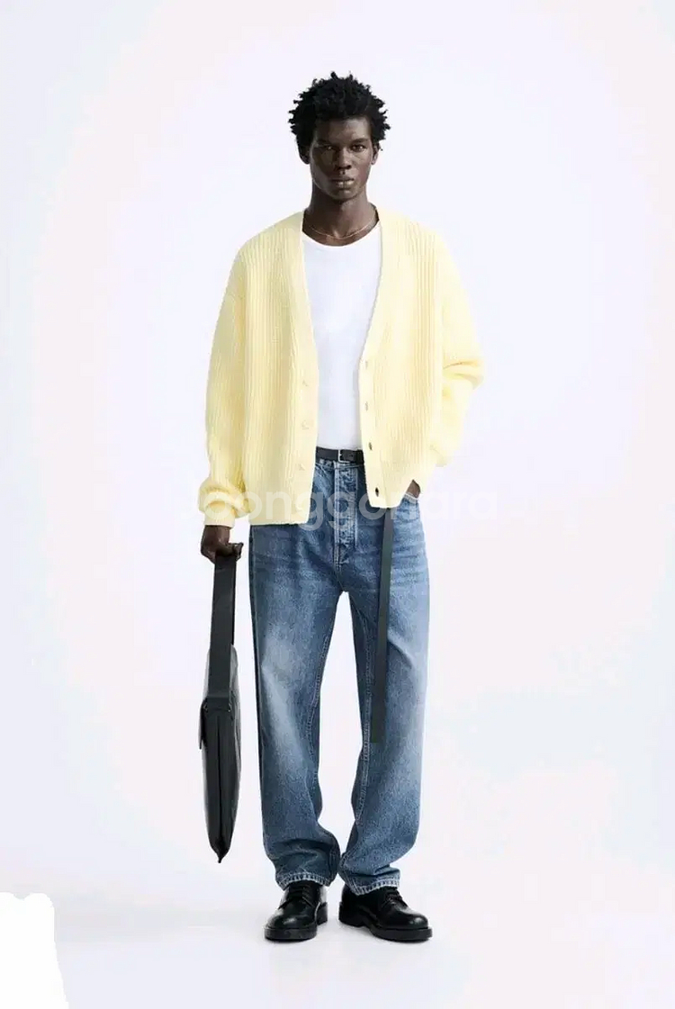 S-M)자라 옐로우 니트 가디건 오버사이즈 면혼방 9598 441--3