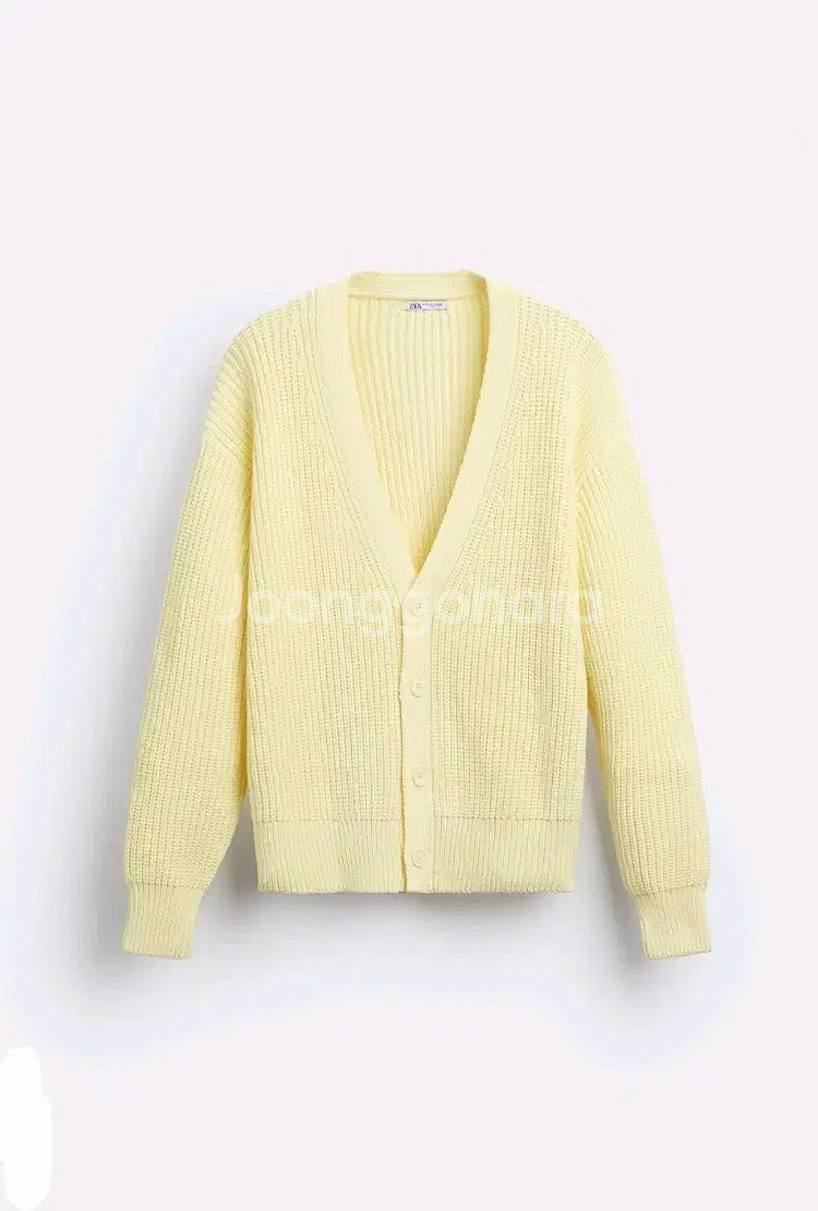 S-M)자라 옐로우 니트 가디건 오버사이즈 면혼방 9598 441--0