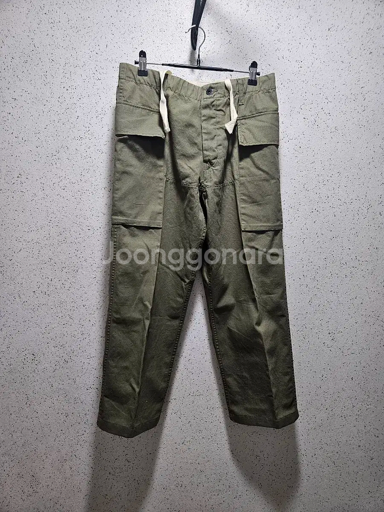 31)30 알밤 albam 카키 캔버스 카고 면바지 밀리터리 퍼티그 팬츠--0