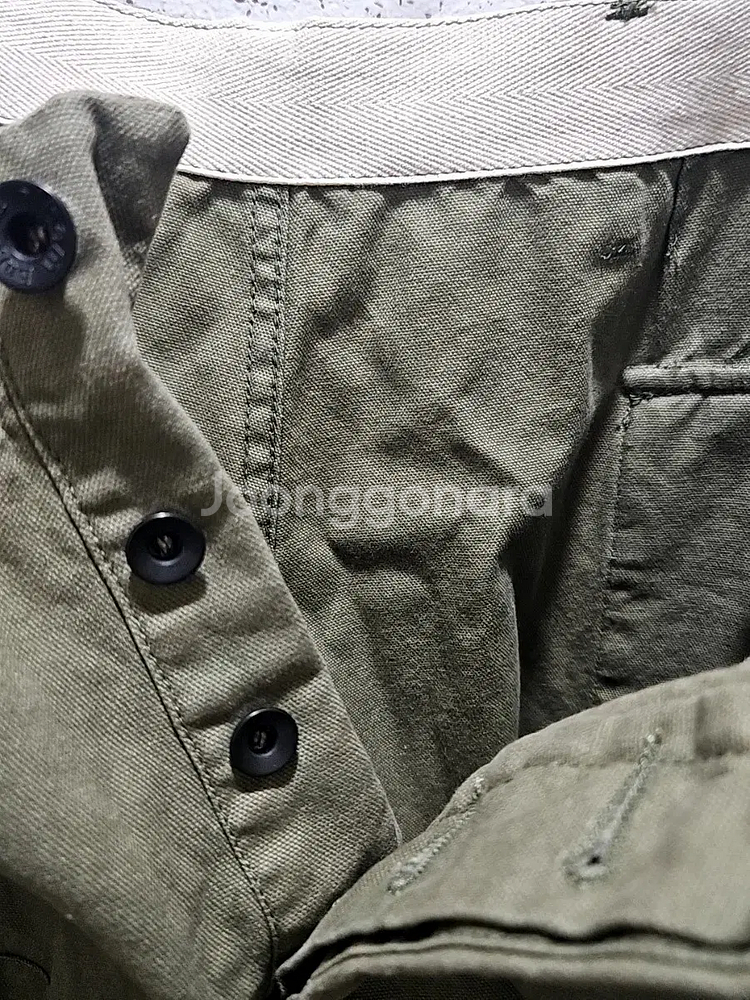 31)30 알밤 albam 카키 캔버스 카고 면바지 밀리터리 퍼티그 팬츠--3