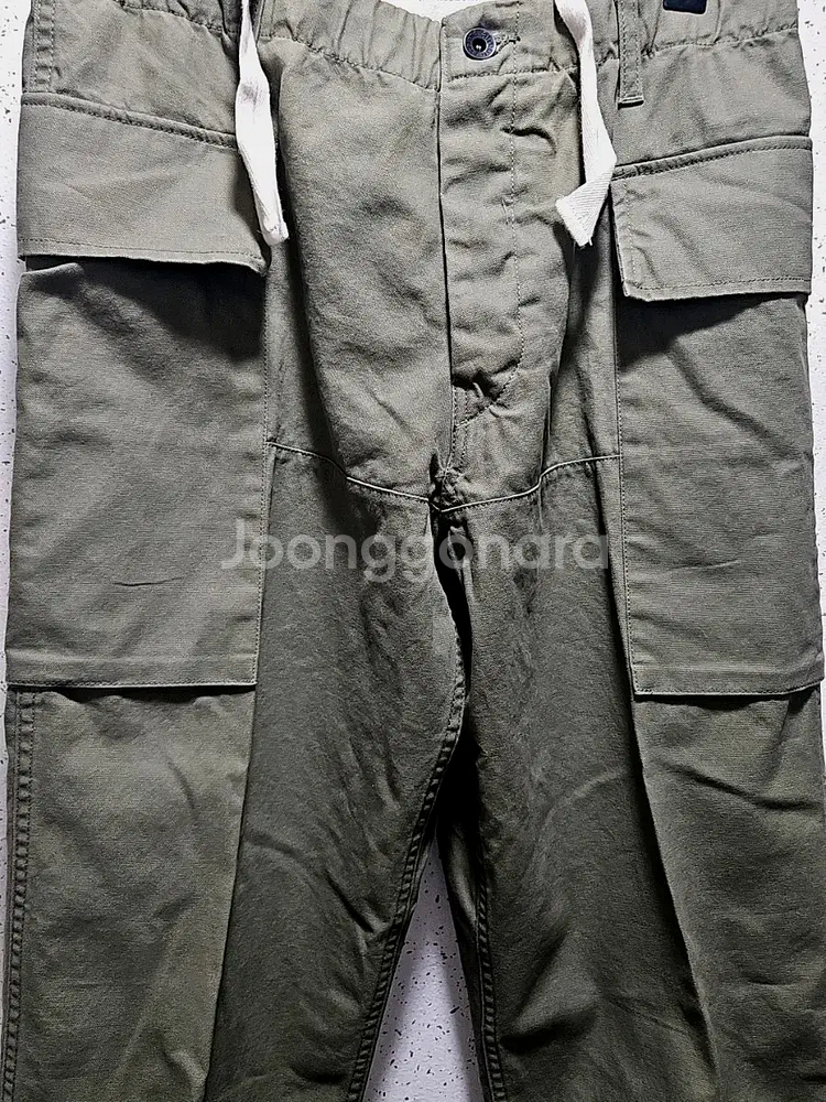 31)30 알밤 albam 카키 캔버스 카고 면바지 밀리터리 퍼티그 팬츠--2