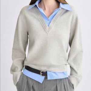 TIME 캐시미어 블렌드 니트탑 라이트 그레이