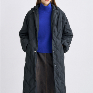 TIME 롱 구스 다운 후드 점퍼