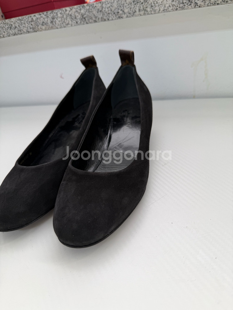 정품) 루이비통 블랙 스웨이드 플랫 슈즈 구두 39.5--1