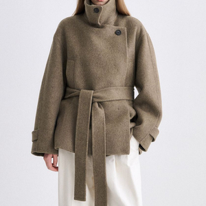 TIME 캐시미어 블렌드 벨티드 핸드메이드 코트