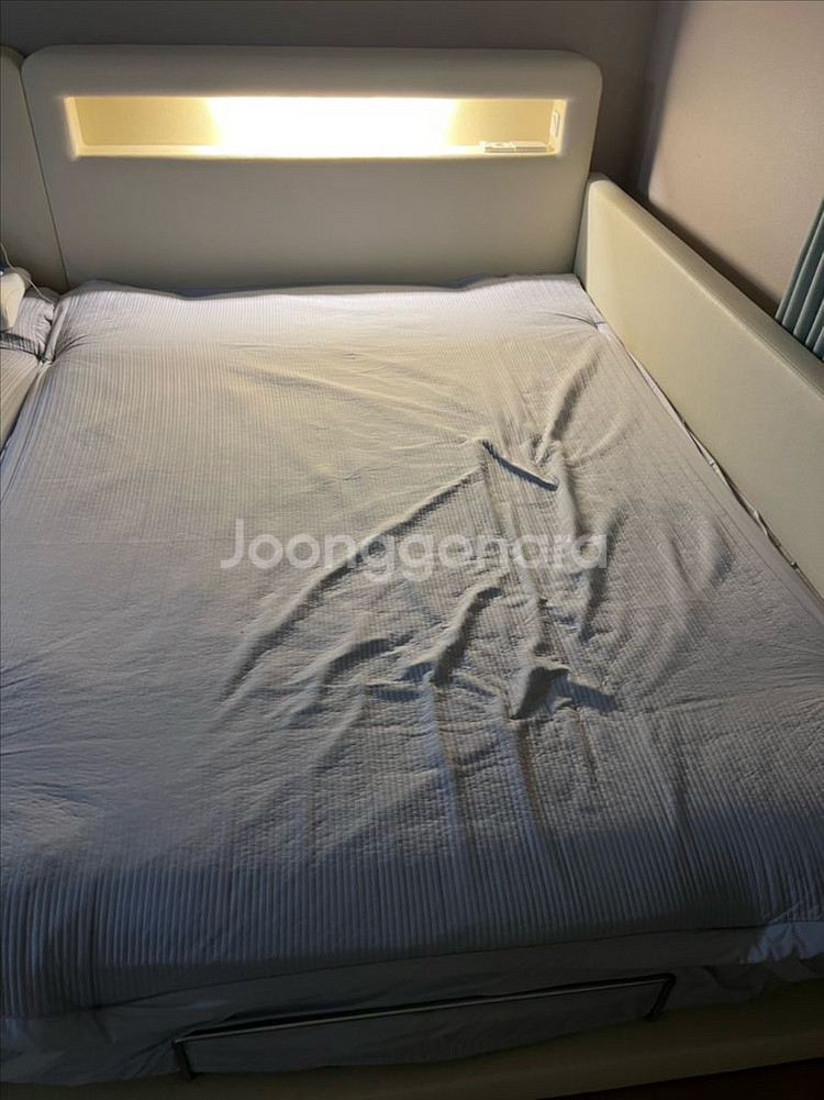 저상형 퀸사이즈 조명 침대--1