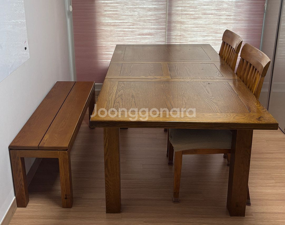 원목 확장식 식탁 4-6인용과 벤치--1