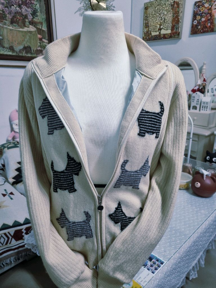 스코티시 니트 집업 가디건--5