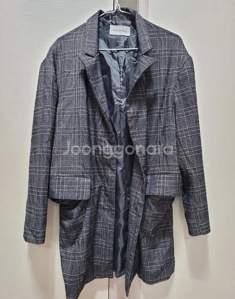 중고/여자 체크 롱자켓 프리사이즈--0