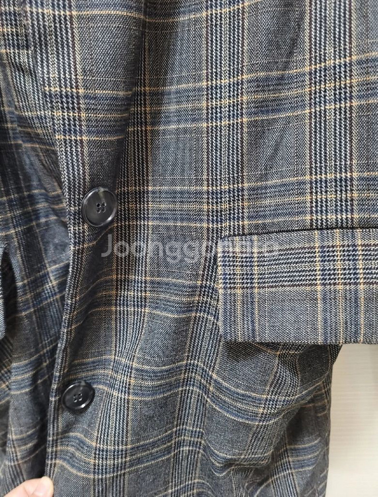 중고/여자 체크 롱자켓 프리사이즈--1