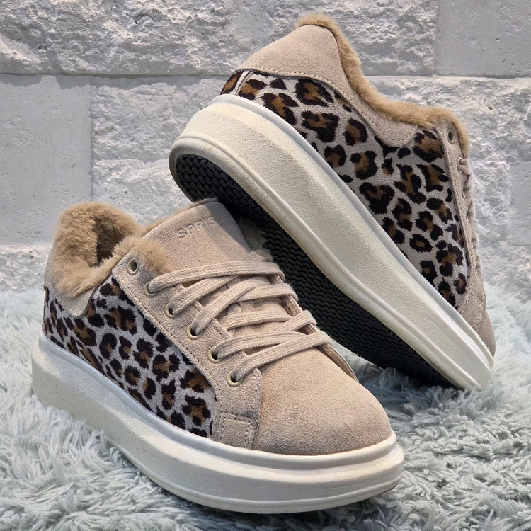 7q-13:스프리스 레오파드 퍼 스니커즈 베이지 (225cm)-거의새거 이미지