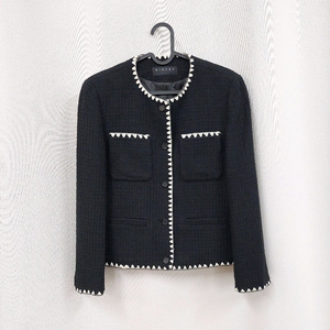 시슬리 솔리드 트위드 자켓