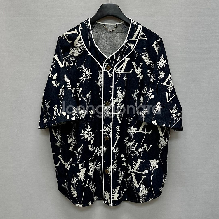 루이비통 LV 리프 데님 베이스볼 반팔셔츠 ( 110 )--0