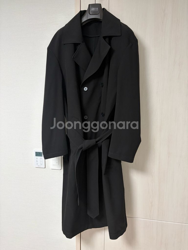 ZARA 자라 오버사이즈 더블 브레스트 트렌치코트 롱 블랙--0
