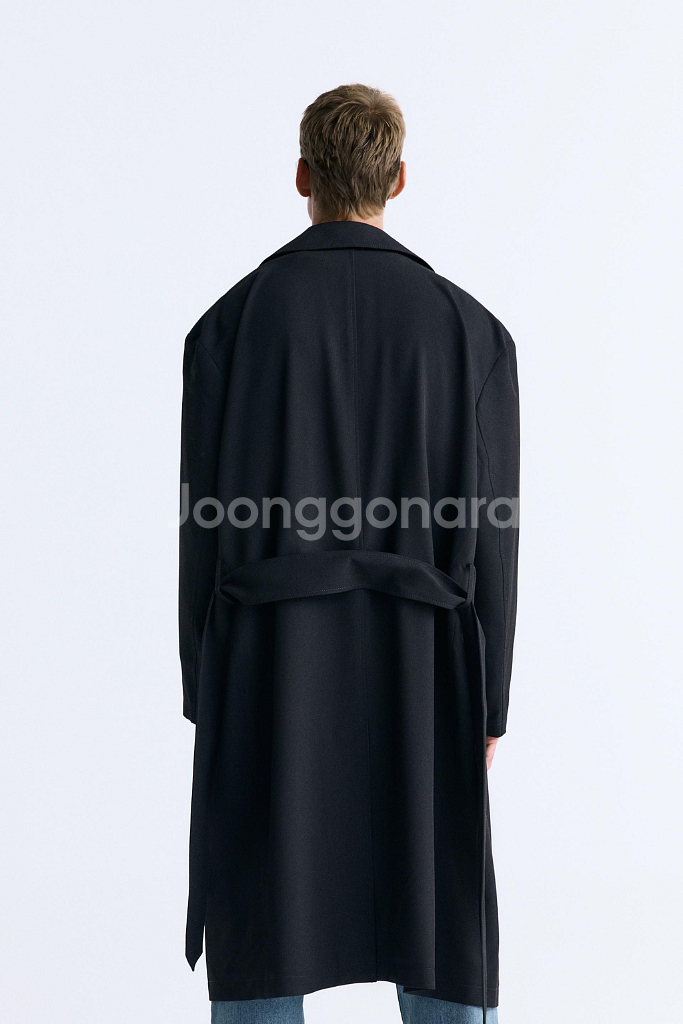 ZARA 자라 오버사이즈 더블 브레스트 트렌치코트 롱 블랙--2