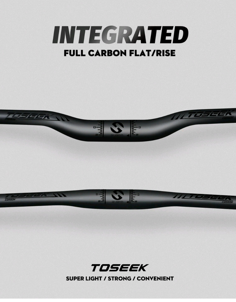 TOSEEK 풀카본 초경량 자전거 라이저 핸들바 62cm--3