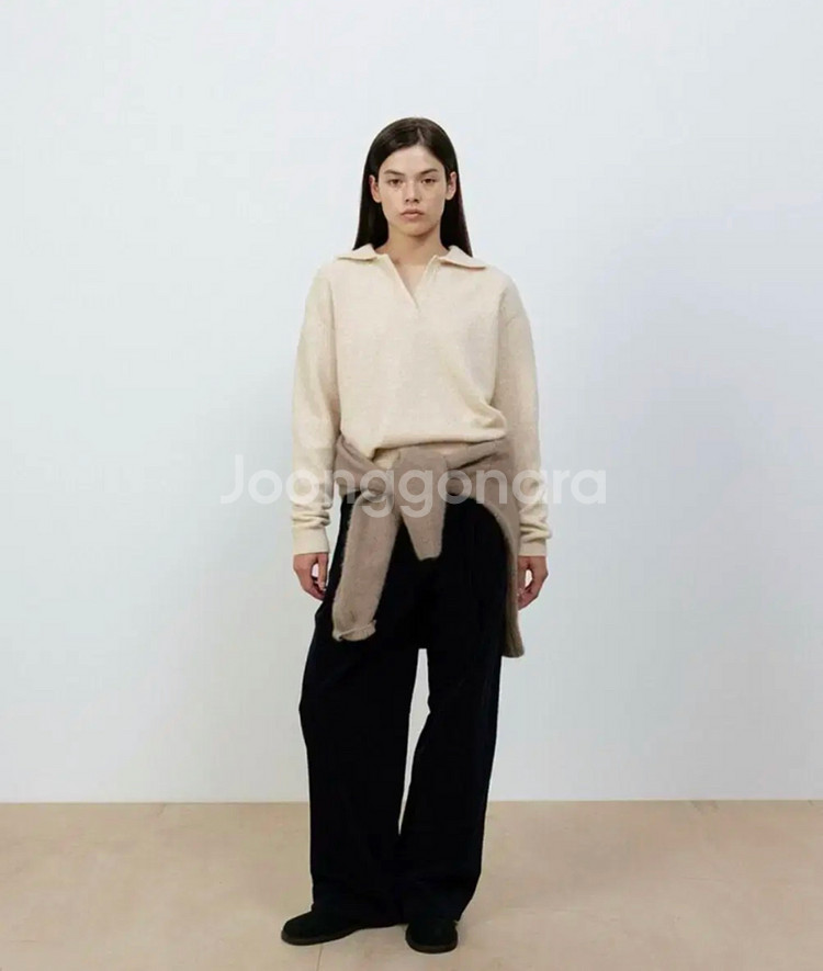 르917 니트카라 wool blend open collar pullover--0