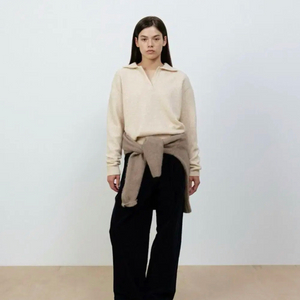 르917 니트카라 wool blend open collar pullover