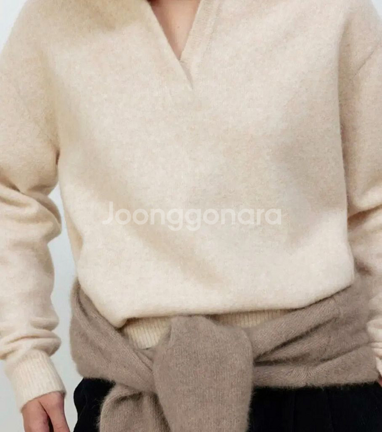 르917 니트카라 wool blend open collar pullover--1