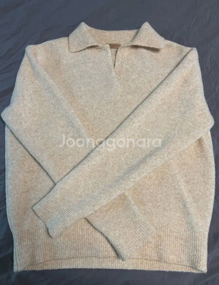 르917 니트카라 wool blend open collar pullover--4