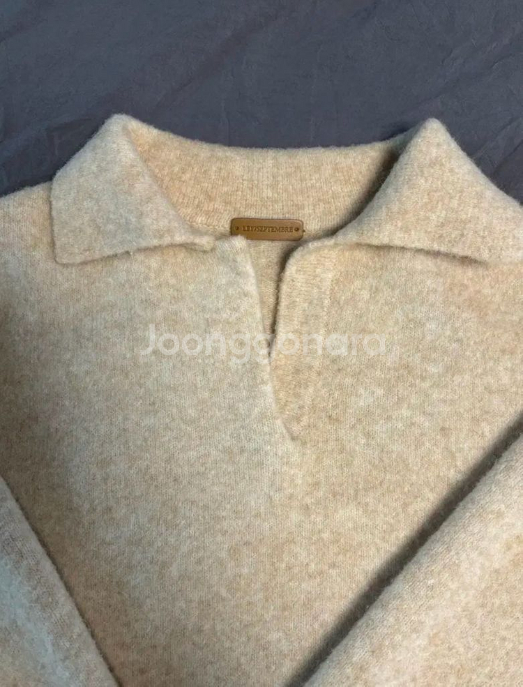 르917 니트카라 wool blend open collar pullover--5