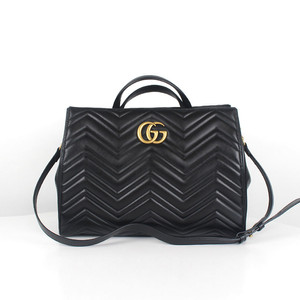 [중고명품다올] 구찌 블랙 마몬트 마틀라세 탑핸들 숄더백 블랙 443505 이미지