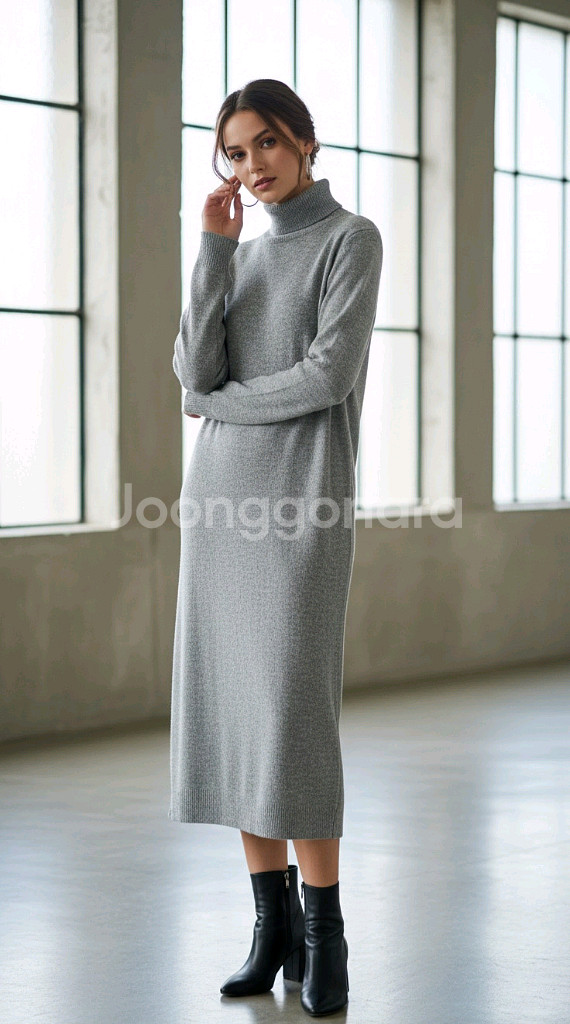자라 터틀넥 니트 롱원피스 M사이즈--0