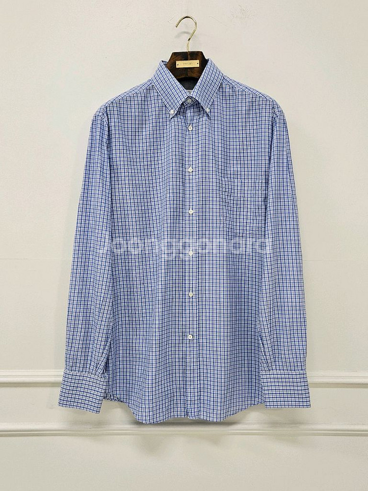 브루넬로 쿠치넬리 스카이블루 체크셔츠--0