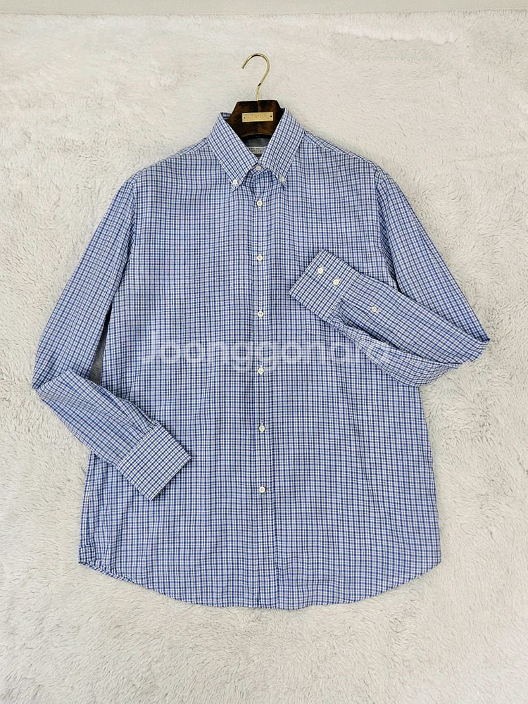 브루넬로 쿠치넬리 스카이블루 체크셔츠--1