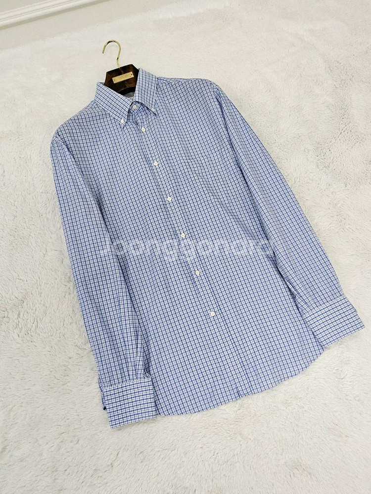 브루넬로 쿠치넬리 스카이블루 체크셔츠--2