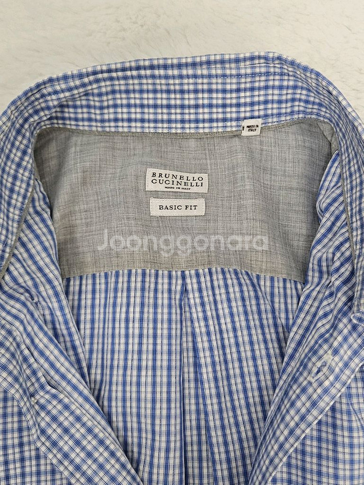 브루넬로 쿠치넬리 스카이블루 체크셔츠--5