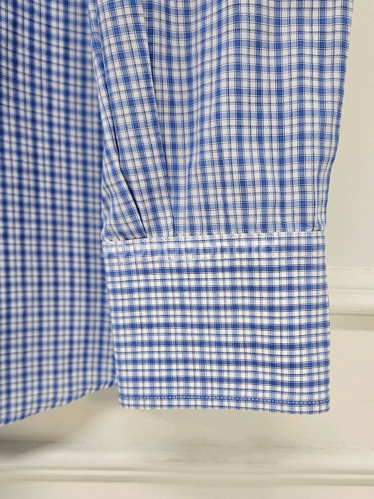 브루넬로 쿠치넬리 스카이블루 체크셔츠--6