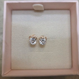 14K 하트 큐빅 귀걸이