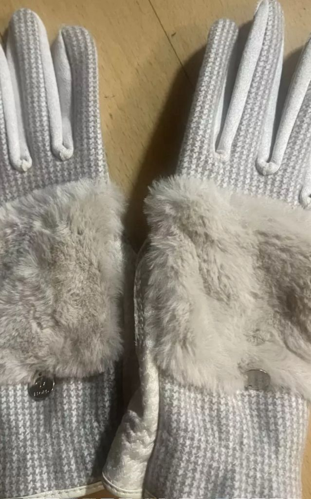 엘로드 밍크 퍼 패치 장갑 베이지 20호 새상품--1