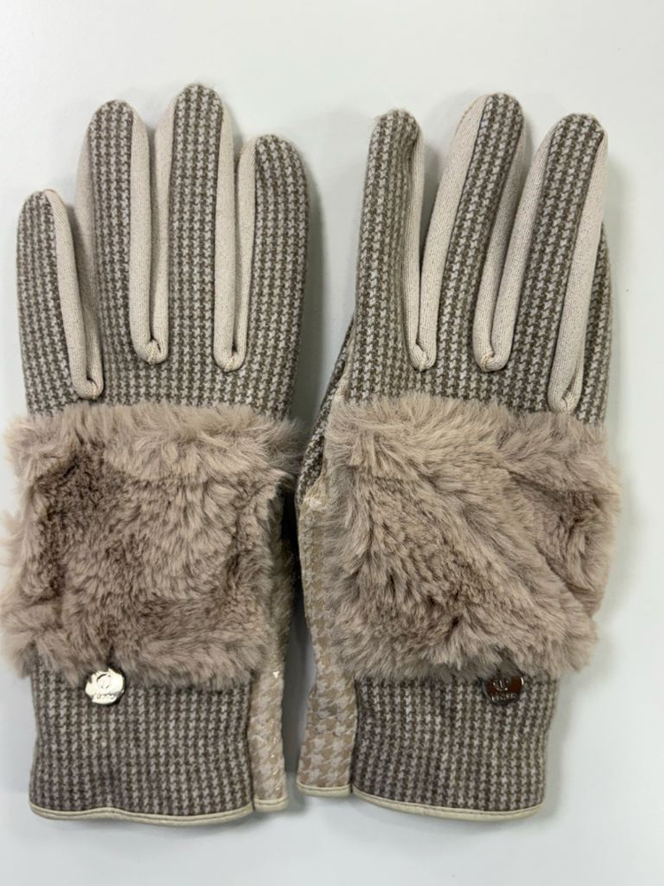 엘로드 밍크 퍼 패치 장갑 베이지 20호 새상품--2