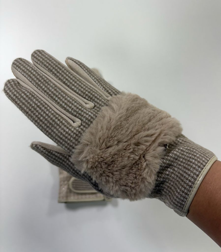 엘로드 밍크 퍼 패치 장갑 베이지 20호 새상품--4