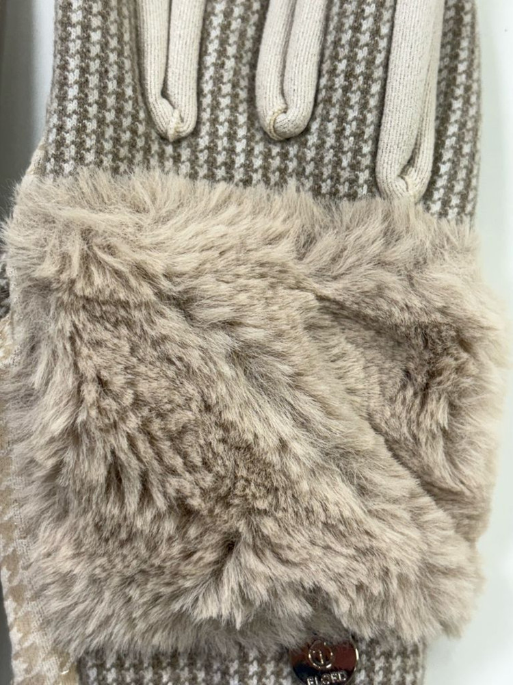 엘로드 밍크 퍼 패치 장갑 베이지 20호 새상품--6