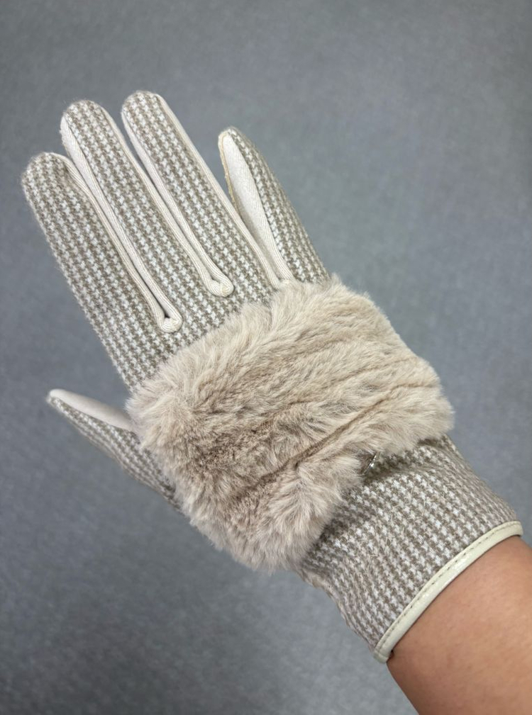 엘로드 밍크 퍼 패치 장갑 베이지 20호 새상품--8